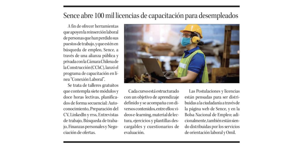 Sence abre 100 mil licencias de capacitación para desempleados